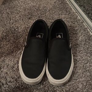 Vans Black and White Slip-On Loafers